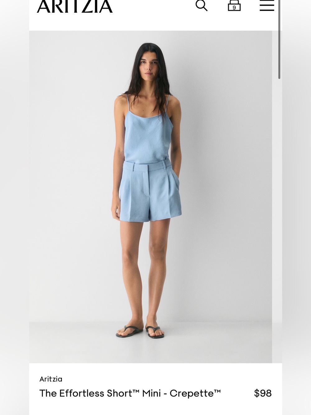 BNWOT Aritzia Crepette Ripple Blue Tailored High-Waist Shorts - mini size 6